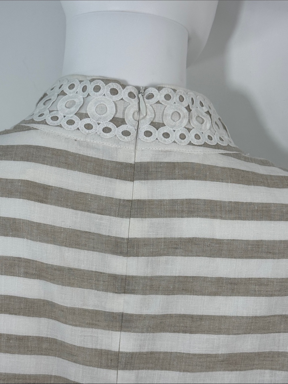 Eliza J Striped Linen Blend Sleeveless Shift Dress Trim Accent Size 10 - Picture 13 of 15